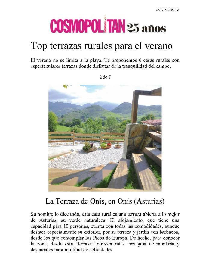 La Terraza de Onís Vila Bobia de Arriba Exterior foto